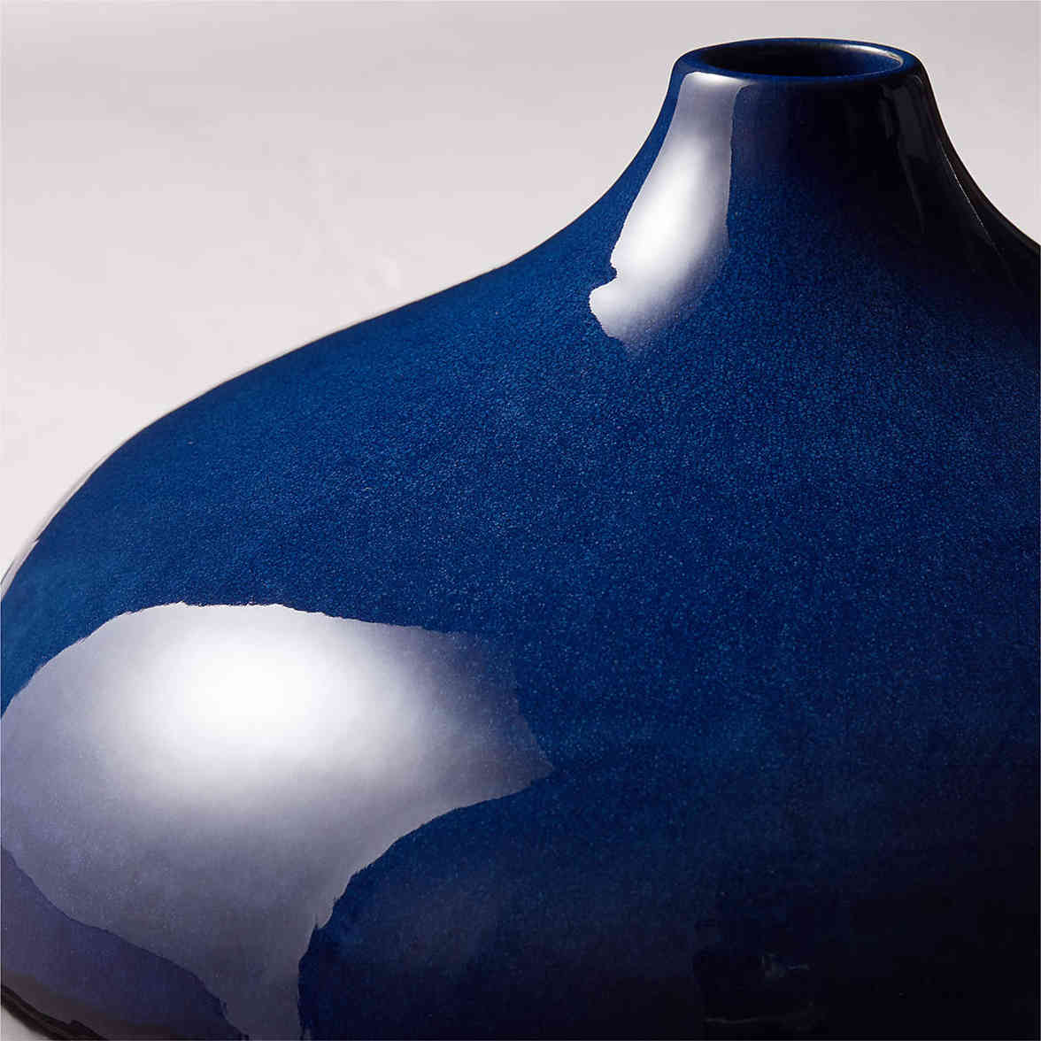 Vaso ceramico blu rotondo azzurro