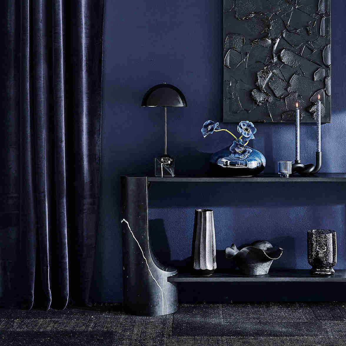 Vaso ceramico blu rotondo azzurro